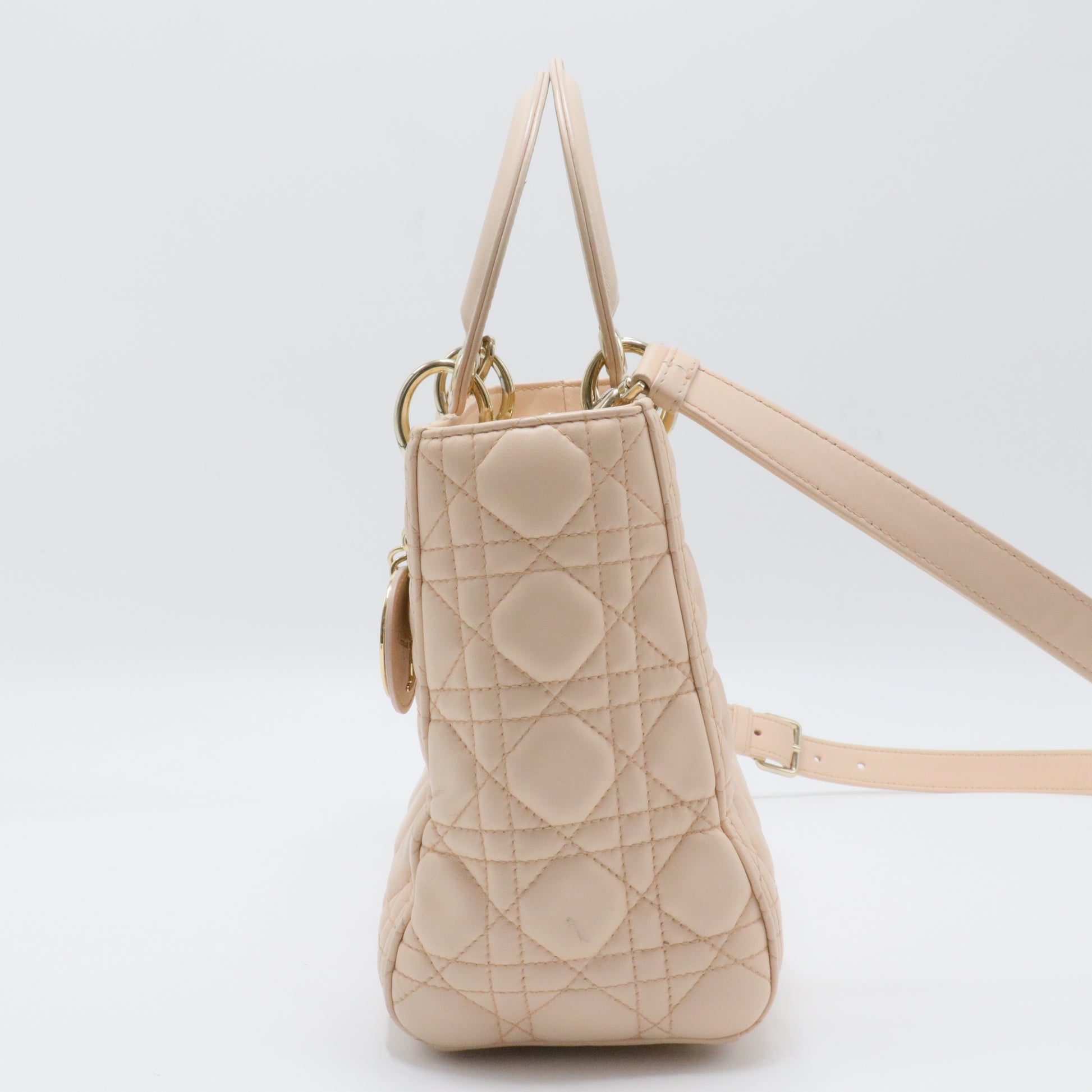 Lady Dior Bag Cannage Quilt Lambskin Medium Light Pink