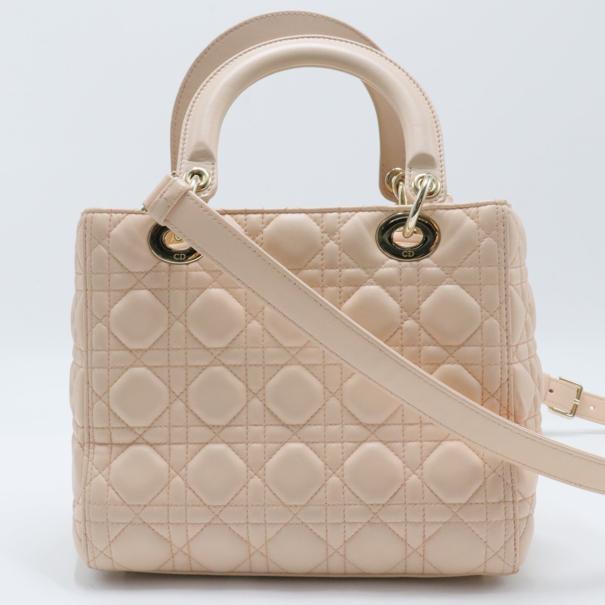 Lady Dior Bag Cannage Quilt Lambskin Medium Light Pink