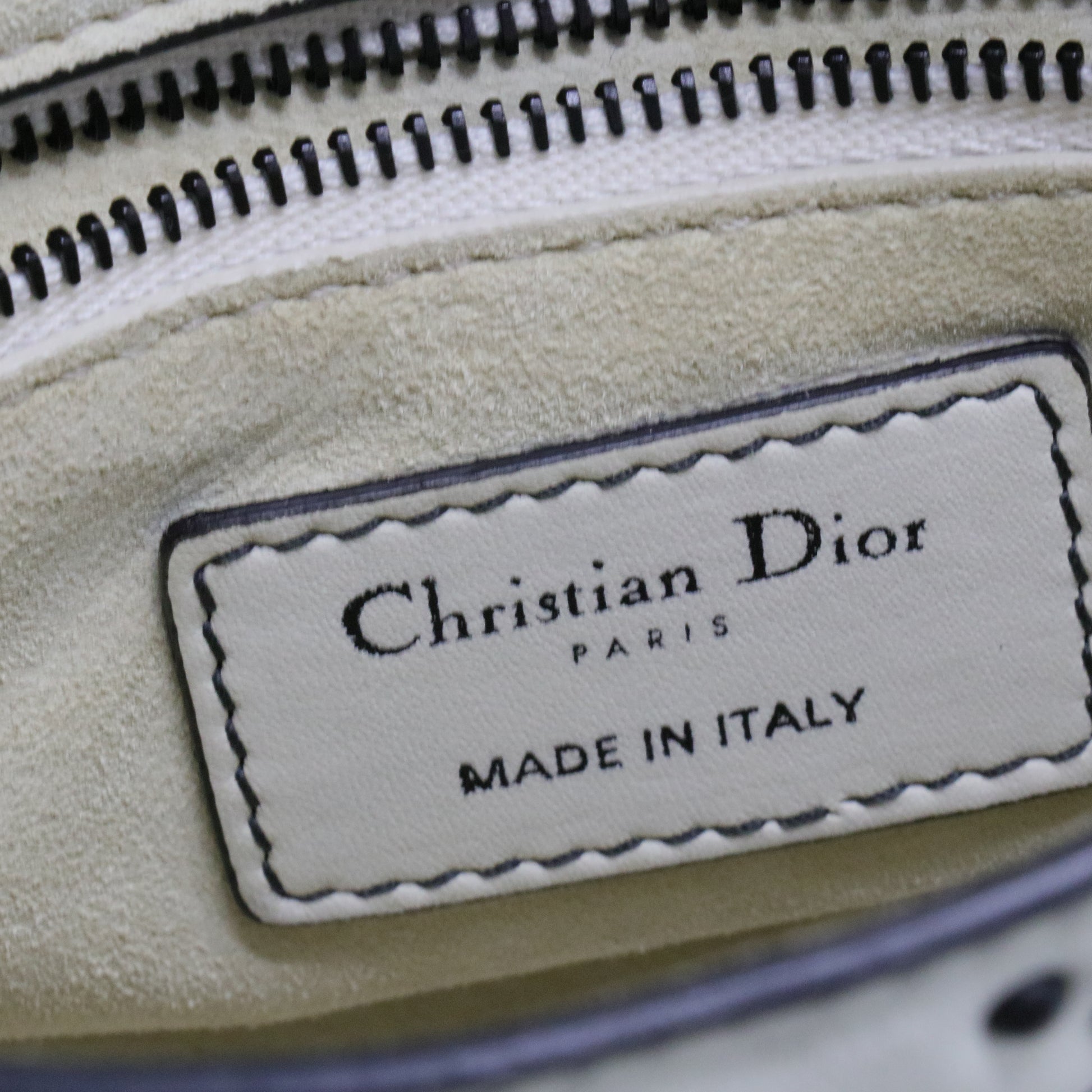 White Leather Studded Cannage Mini Lady Dior Tote