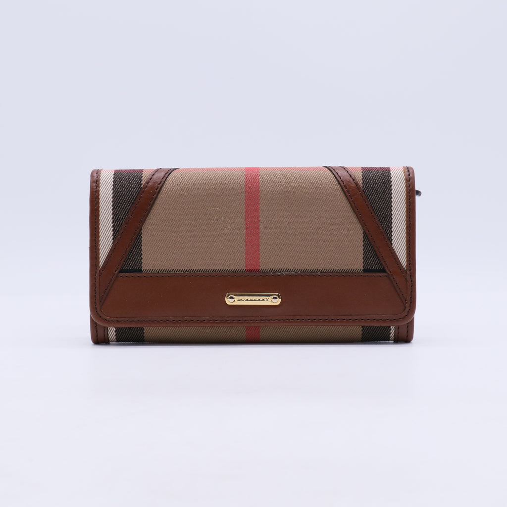 Burberry House Check Bridle Leighton Continental Wallet W21319