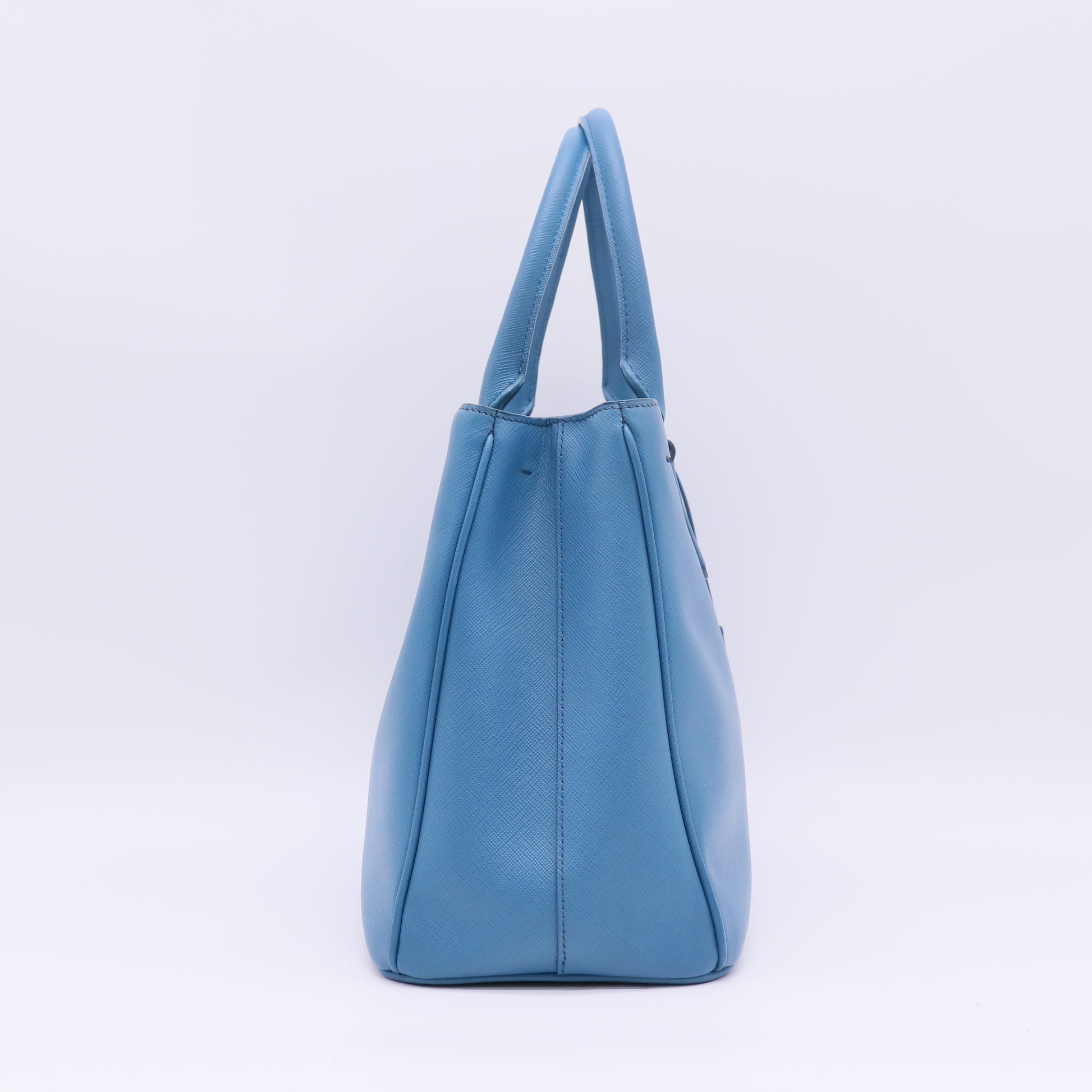 Prada Blue Saffiano Lux Leather Large Double Zip Tote B23762