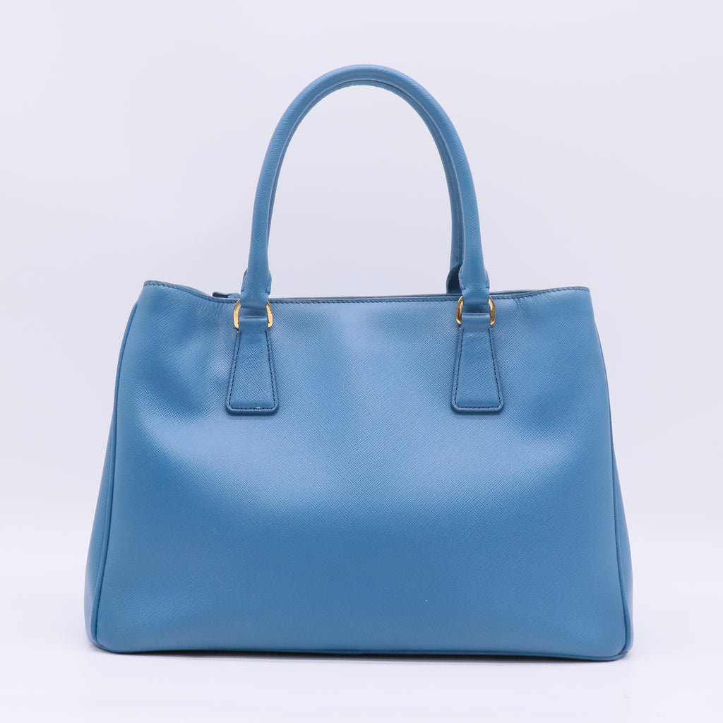 Prada Blue Saffiano Lux Leather Large Double Zip Tote B23762