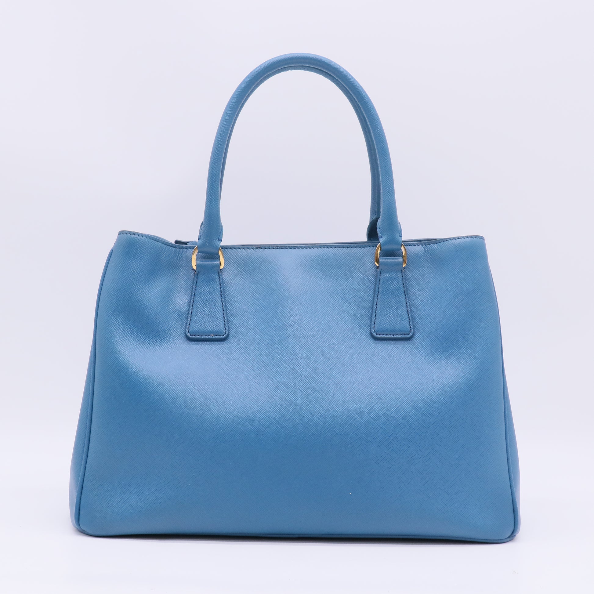 Prada Blue Saffiano Lux Leather Large Double Zip Tote B23762