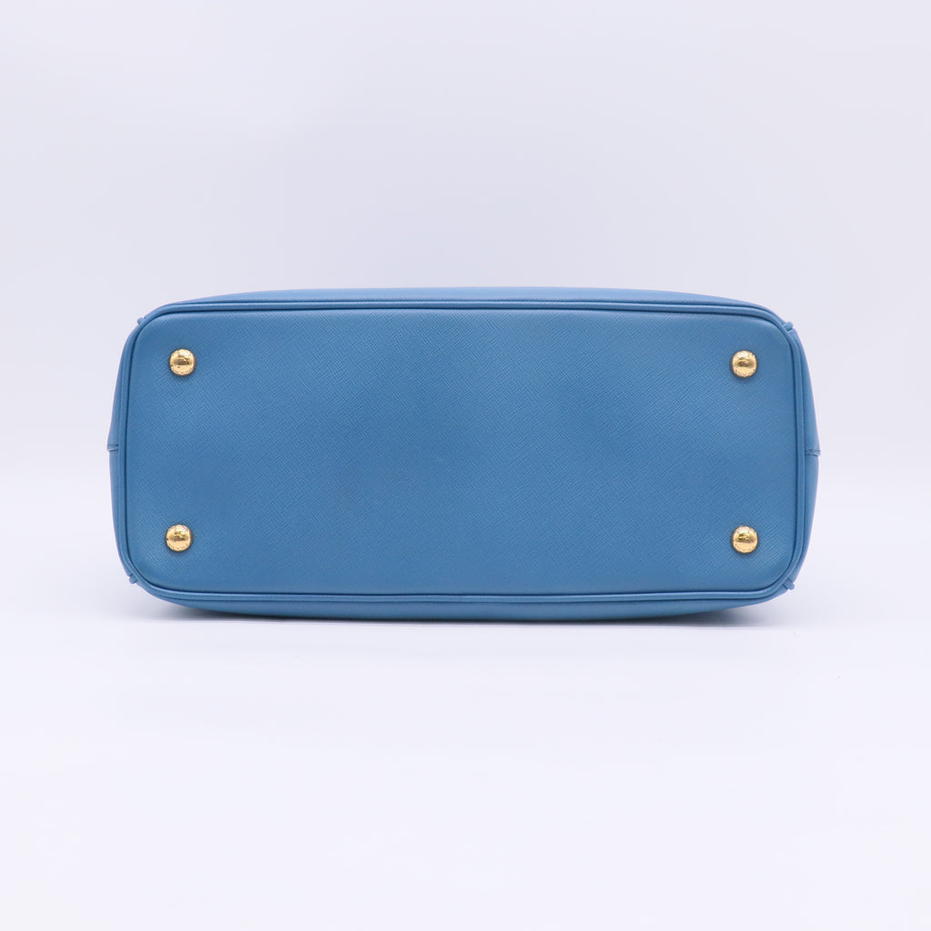 Prada Blue Saffiano Lux Leather Large Double Zip Tote B23762