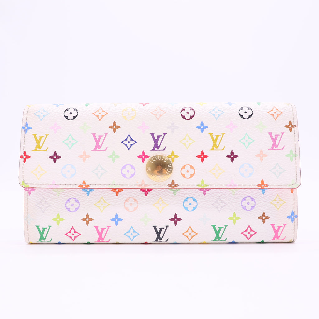 White Monogram Multicolore Canvas Sarah Wallet