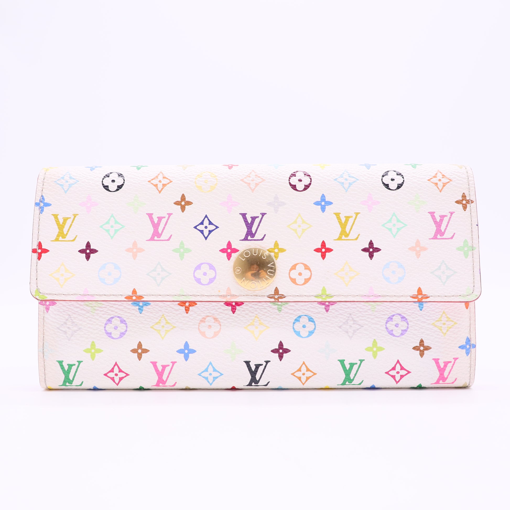 White Monogram Multicolore Canvas Sarah Wallet