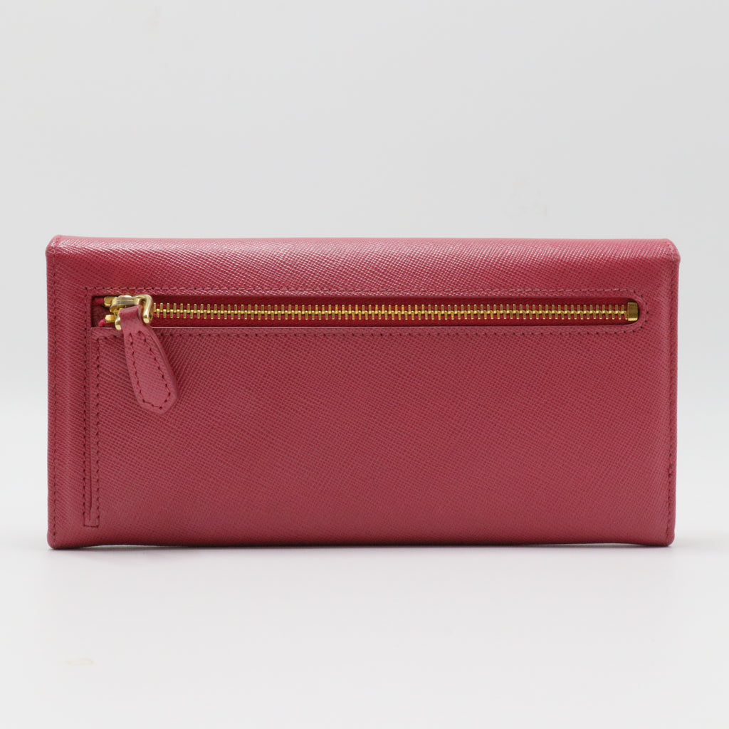 Saffiano Metal Leather Wallet On Chain