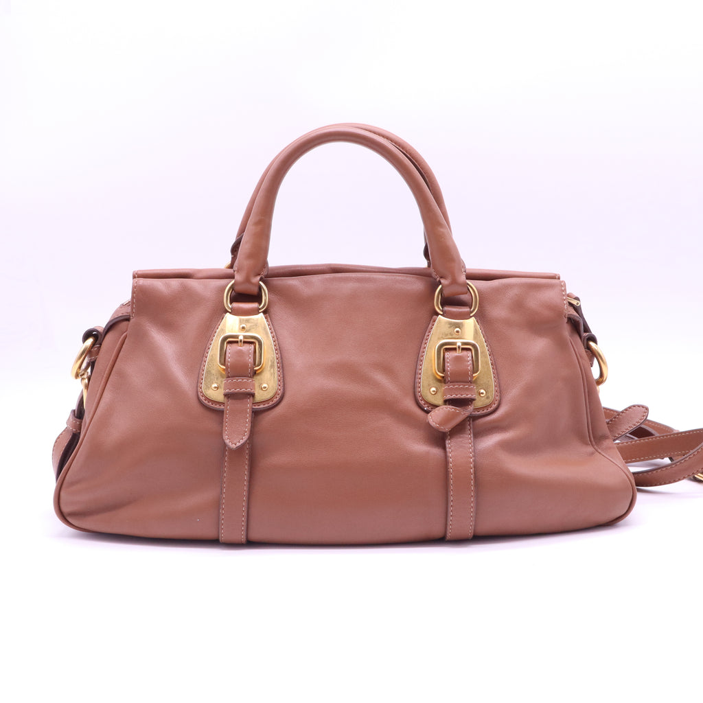 Prada Soft Calfskin Leather Bauletto Satchel Bag B21070