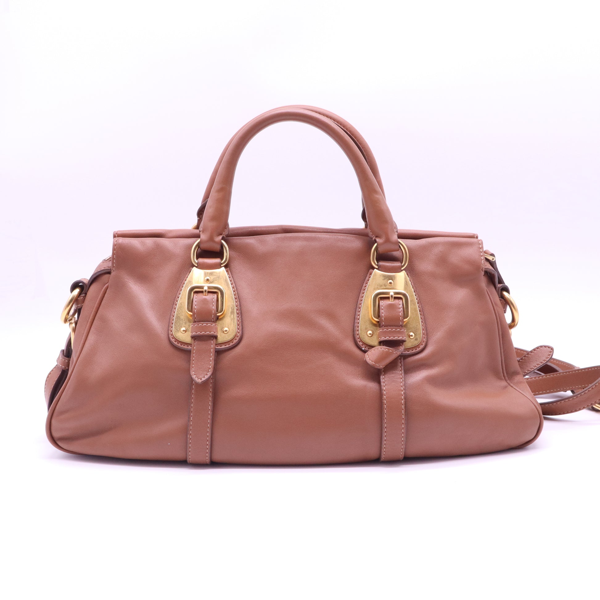 Prada Soft Calfskin Leather Bauletto Satchel Bag B21070