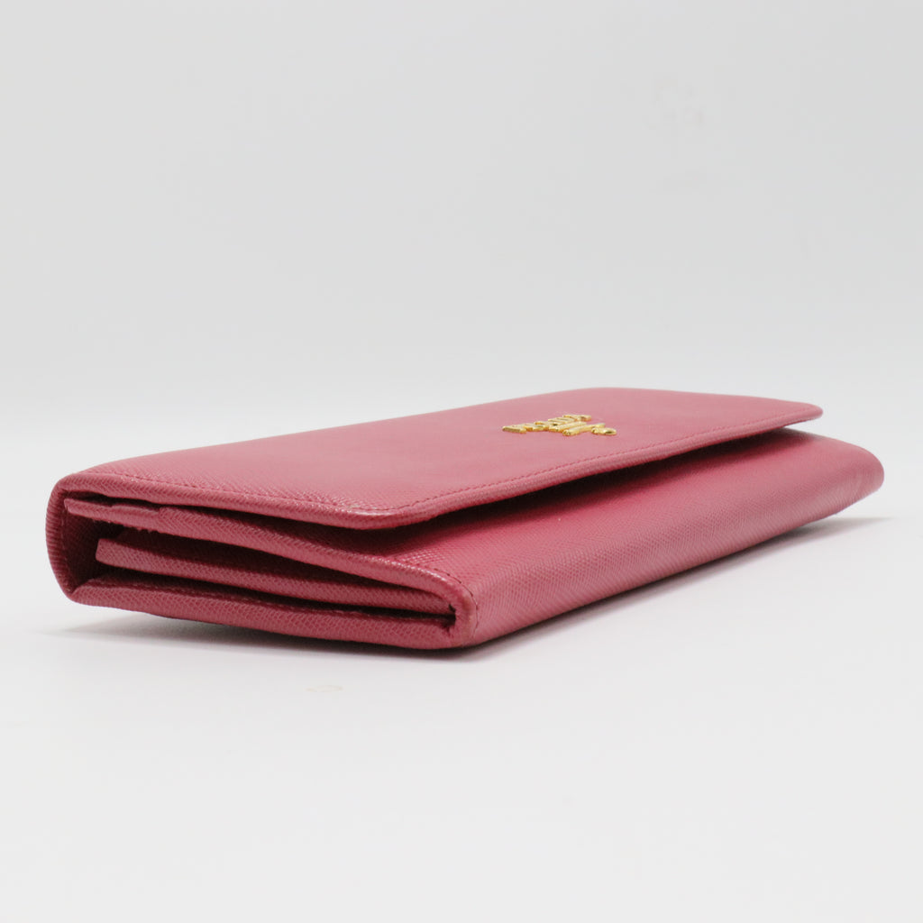 Saffiano Metal Leather Wallet On Chain
