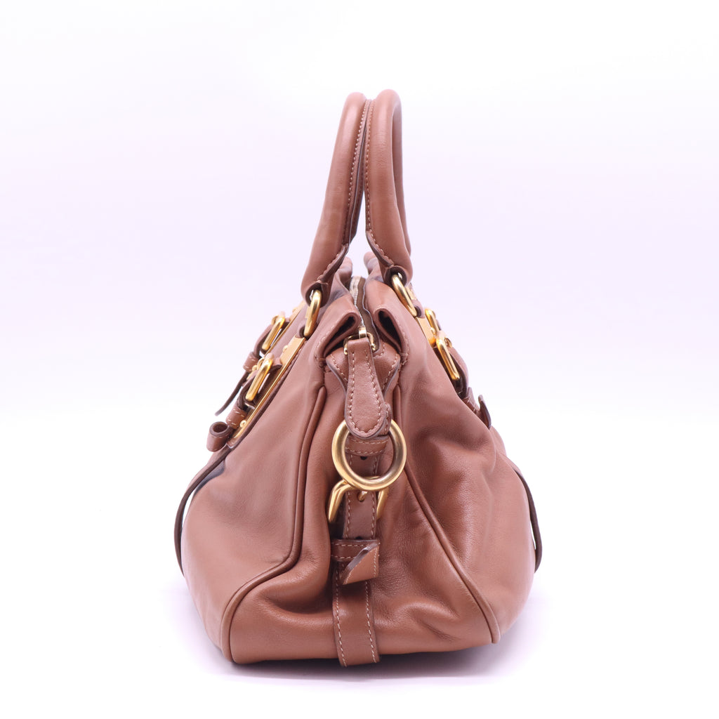 Prada Soft Calfskin Leather Bauletto Satchel Bag B21070
