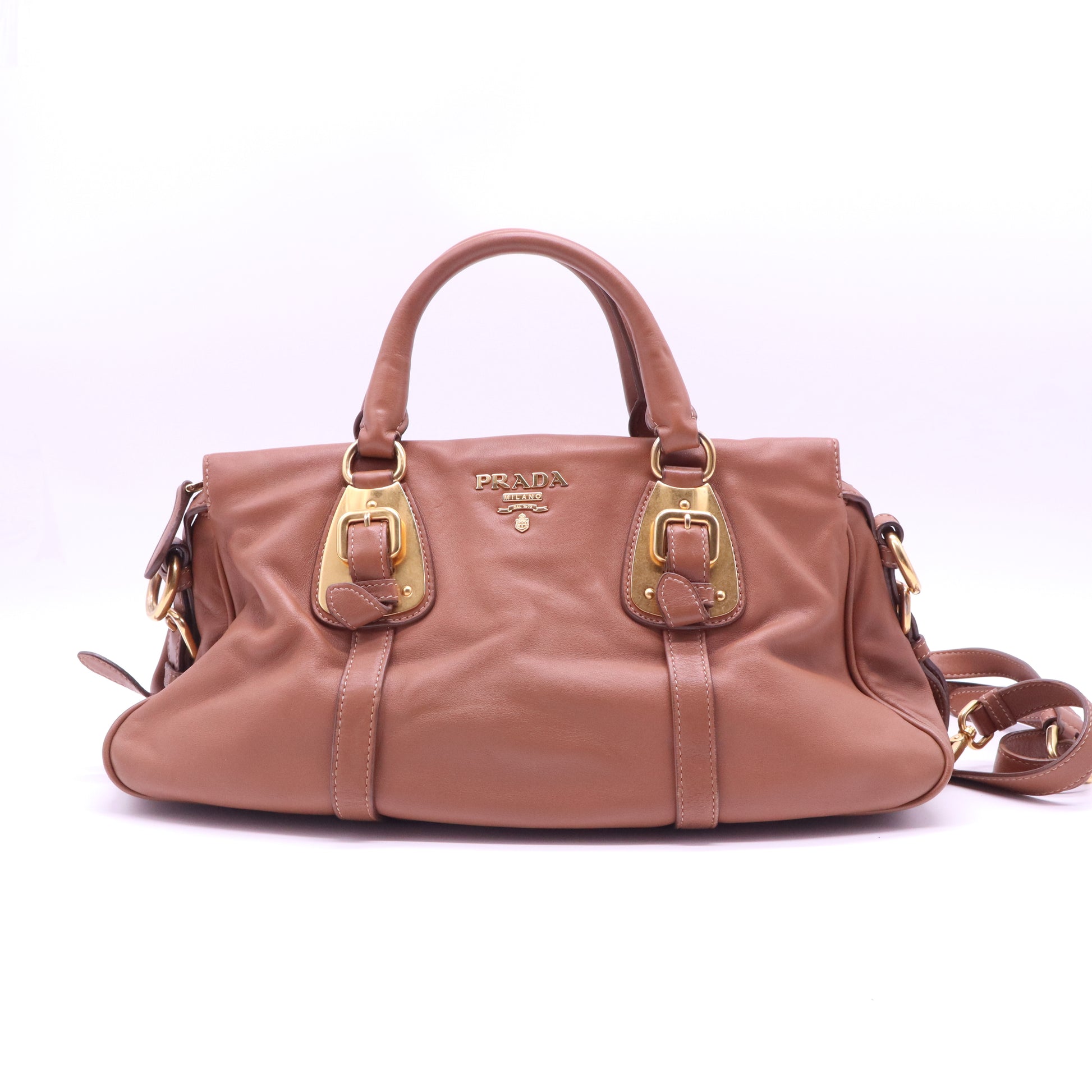 Prada Soft Calfskin Leather Bauletto Satchel Bag B21070