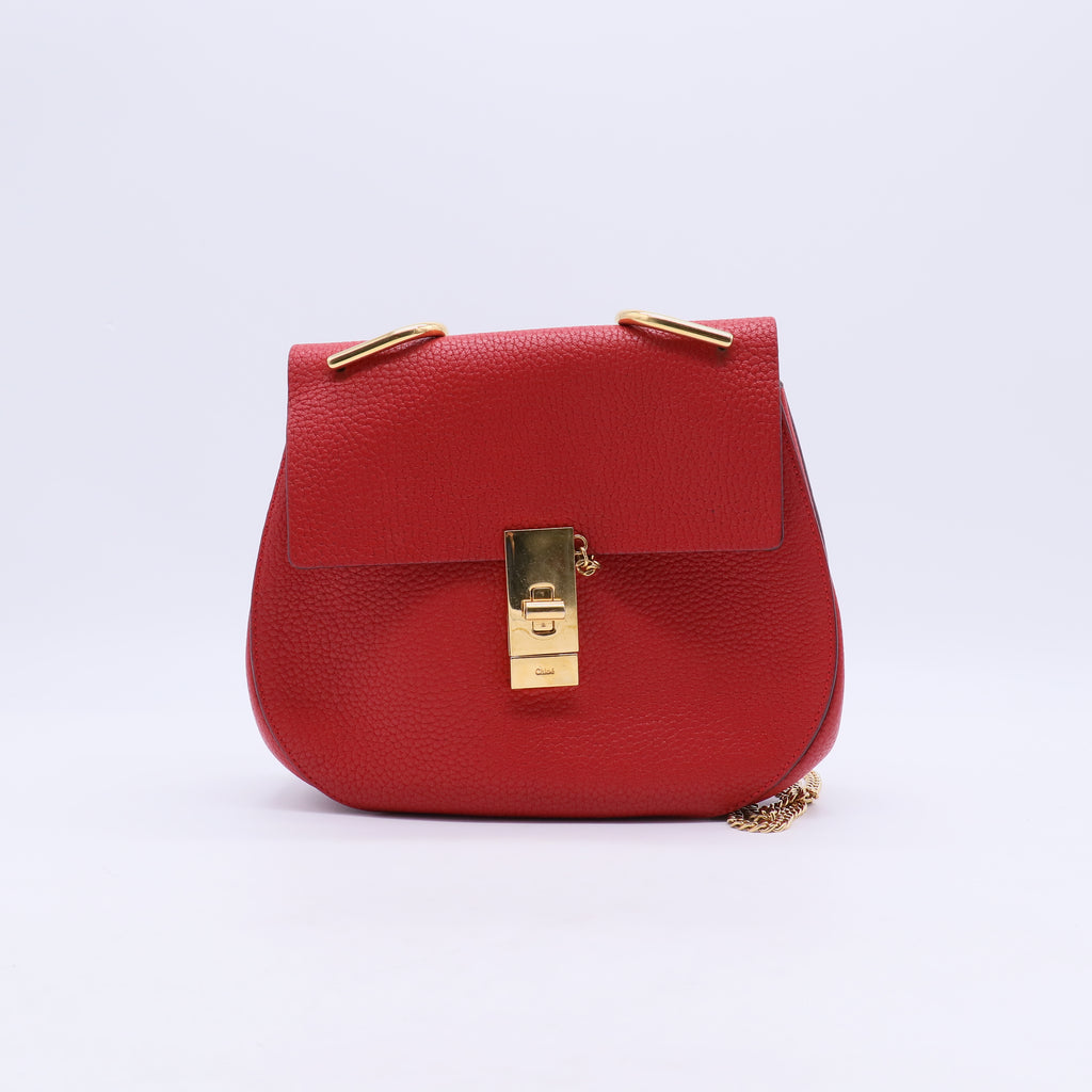 Chloe Red Grained Lambskin Drew Shoulder Bag B22007