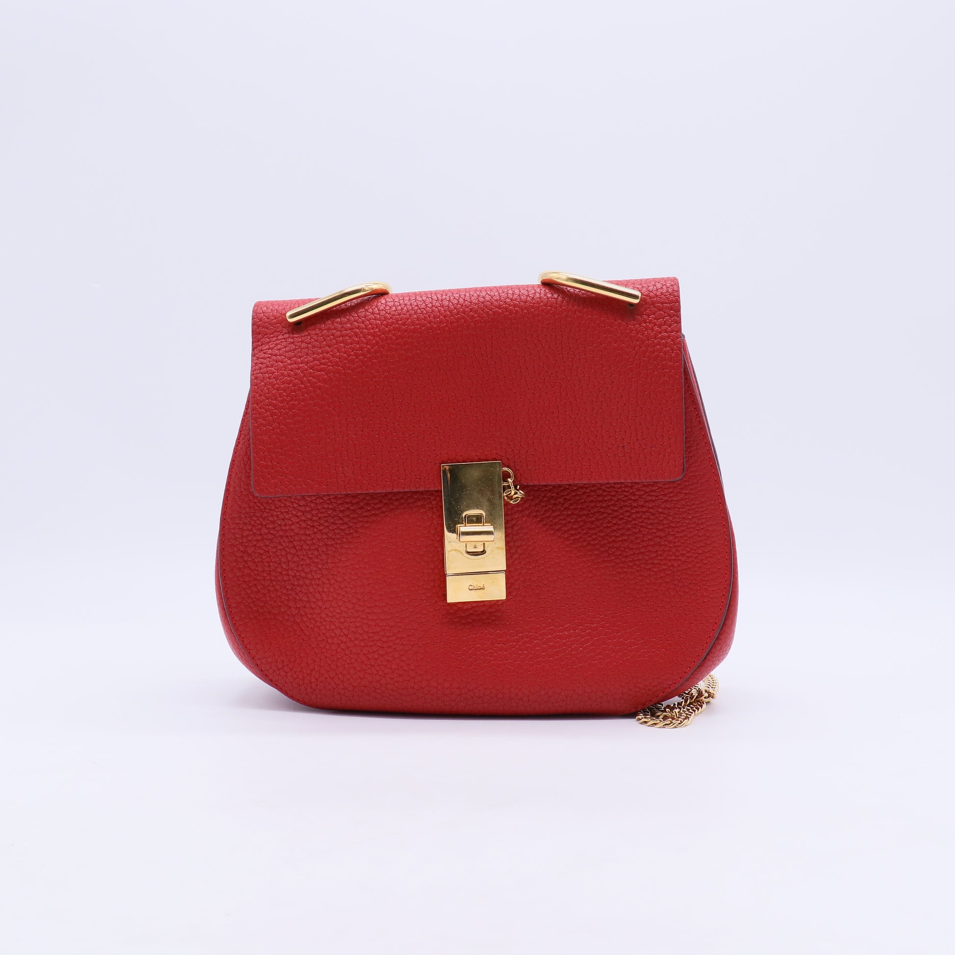 Chloe Red Grained Lambskin Drew Shoulder Bag B22007