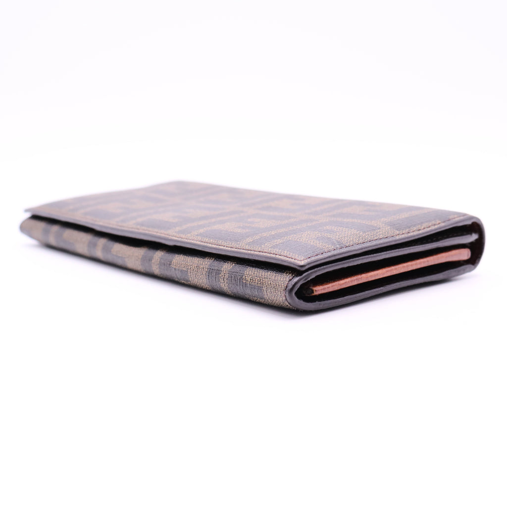 Tobacco Zucca Coated Canvas Flap Continental Wallet