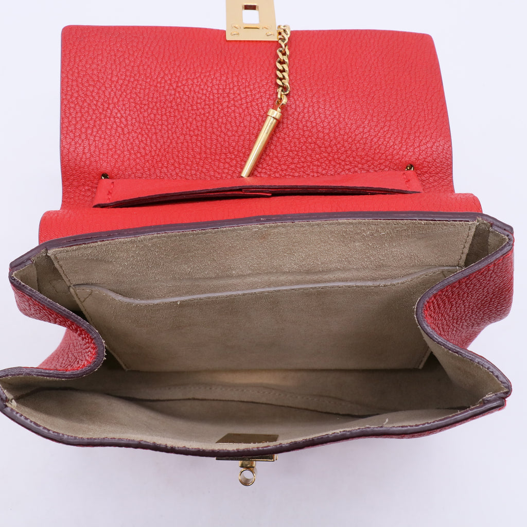 Chloe Red Grained Lambskin Drew Shoulder Bag B22007