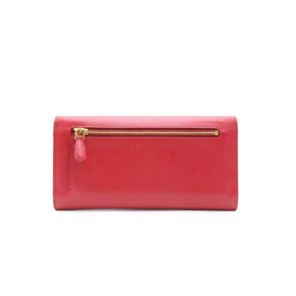 Red Saffiano Leather Envelope Wristlet Clutch twins