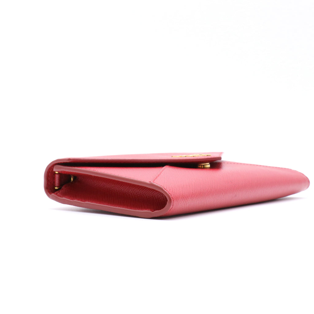 Red Saffiano Leather Envelope Wristlet Clutch twins