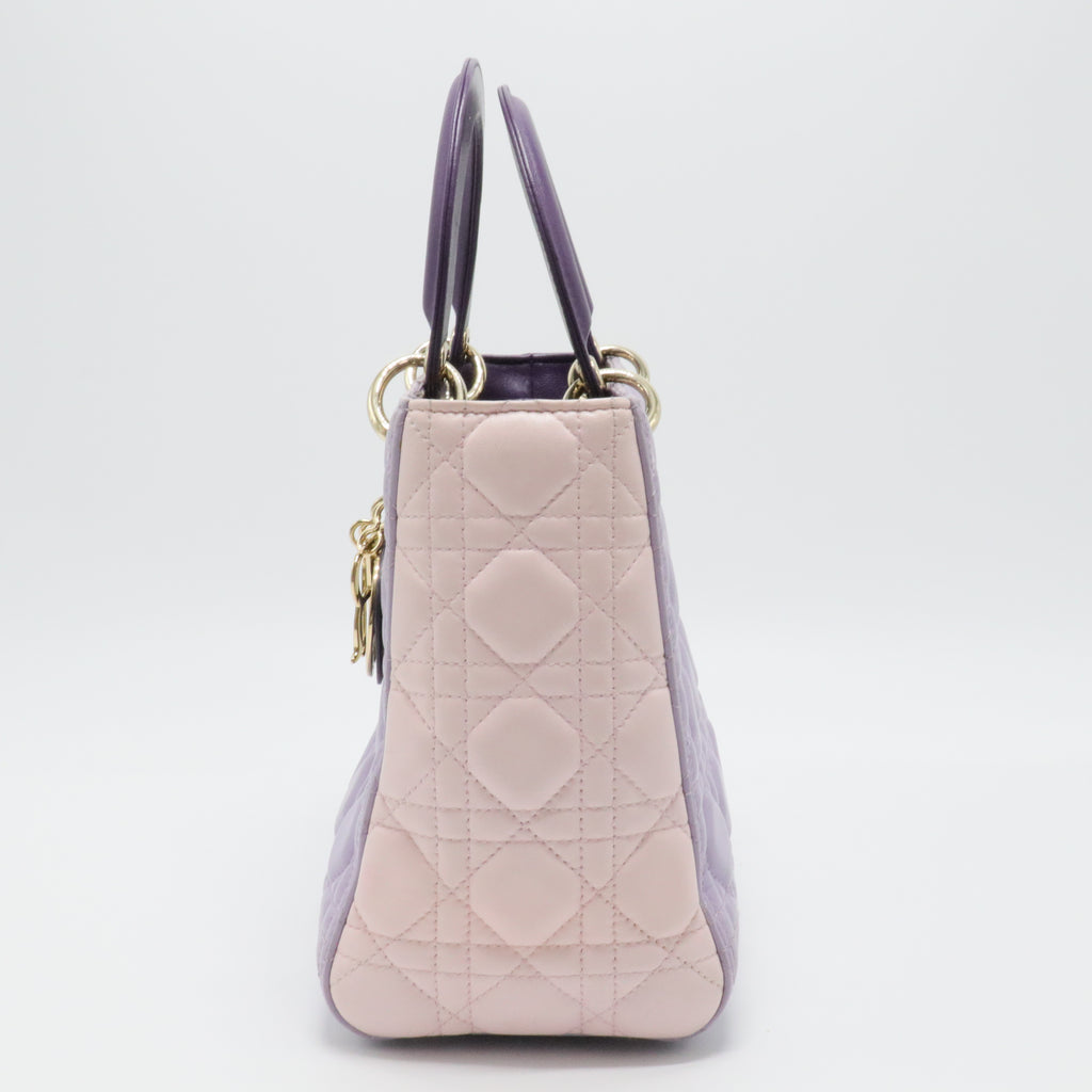 Lambskin Cannage Medium Tri-Color Lady Dior Handbag