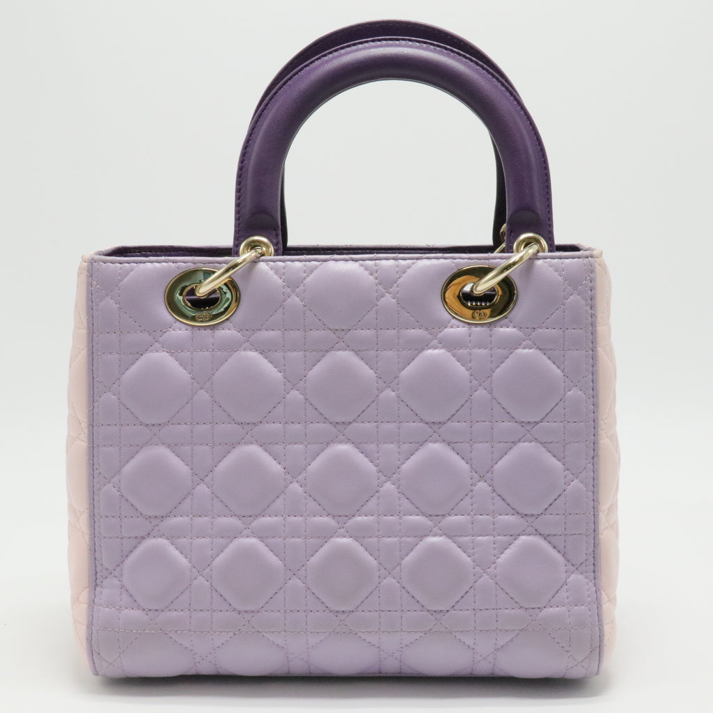 Lambskin Cannage Medium Tri-Color Lady Dior Handbag