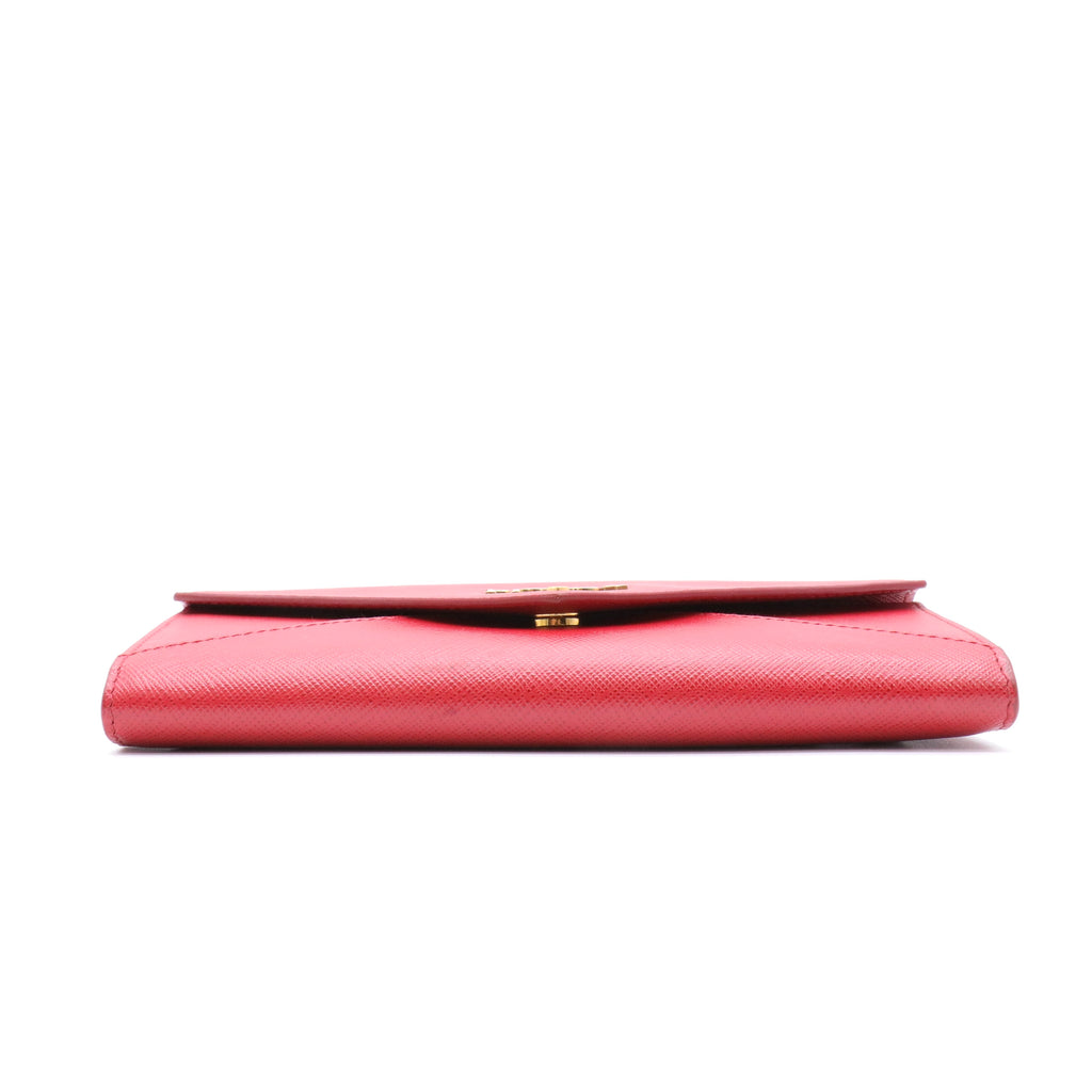 Red Saffiano Leather Envelope Wristlet Clutch twins