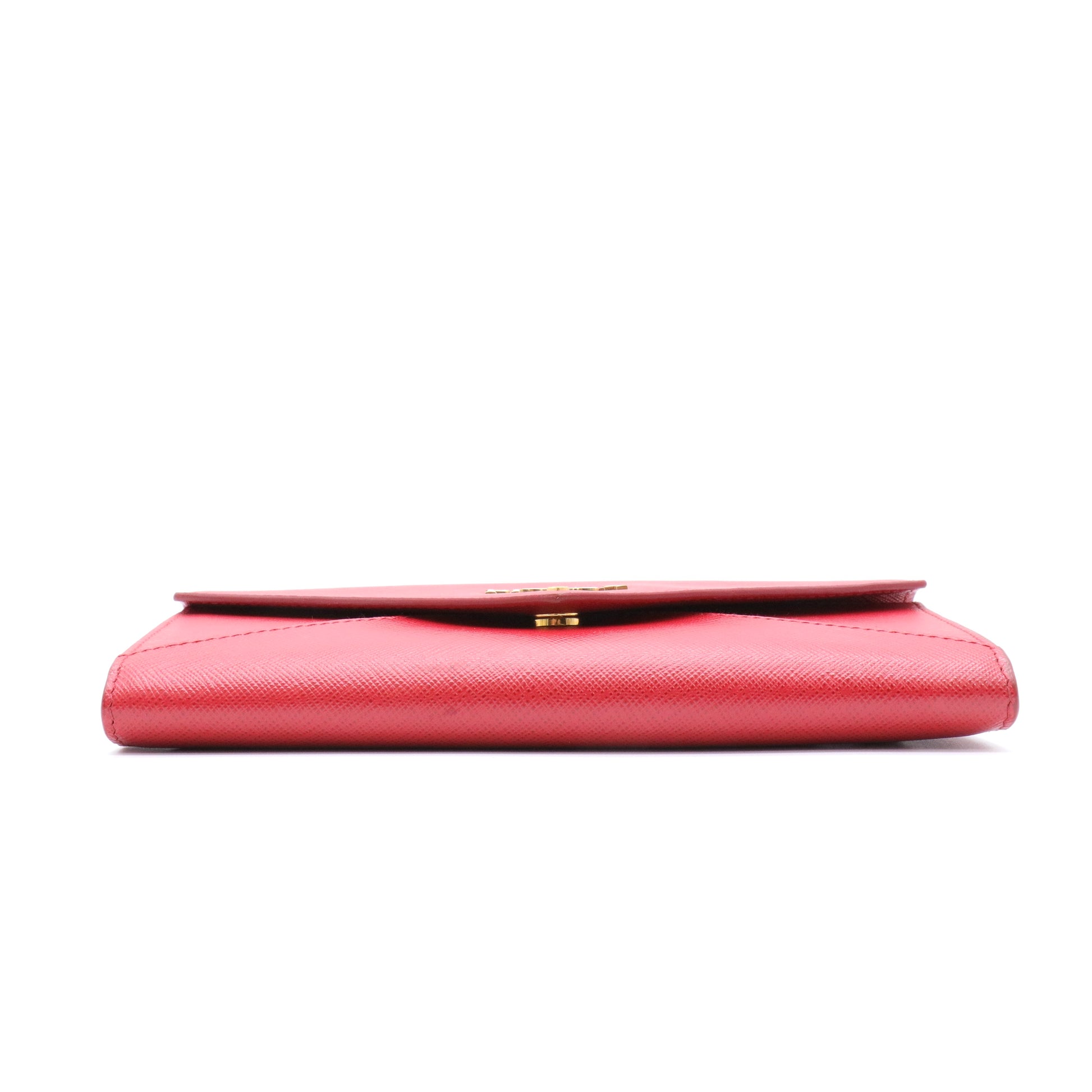 Red Saffiano Leather Envelope Wristlet Clutch twins