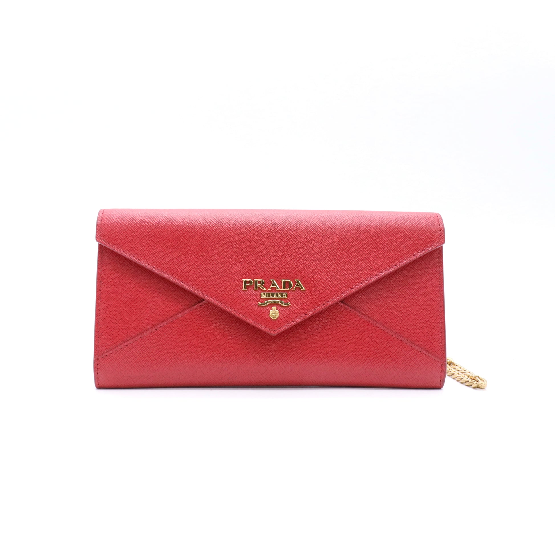 Red Saffiano Leather Envelope Wristlet Clutch twins