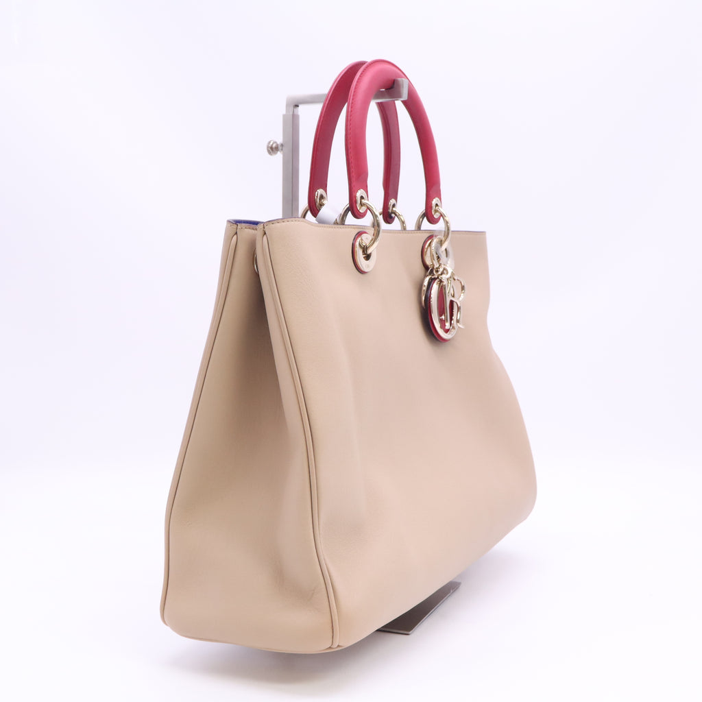 Smooth Calfskin Large Diorissimo Tote Beige Fuchsia B24747