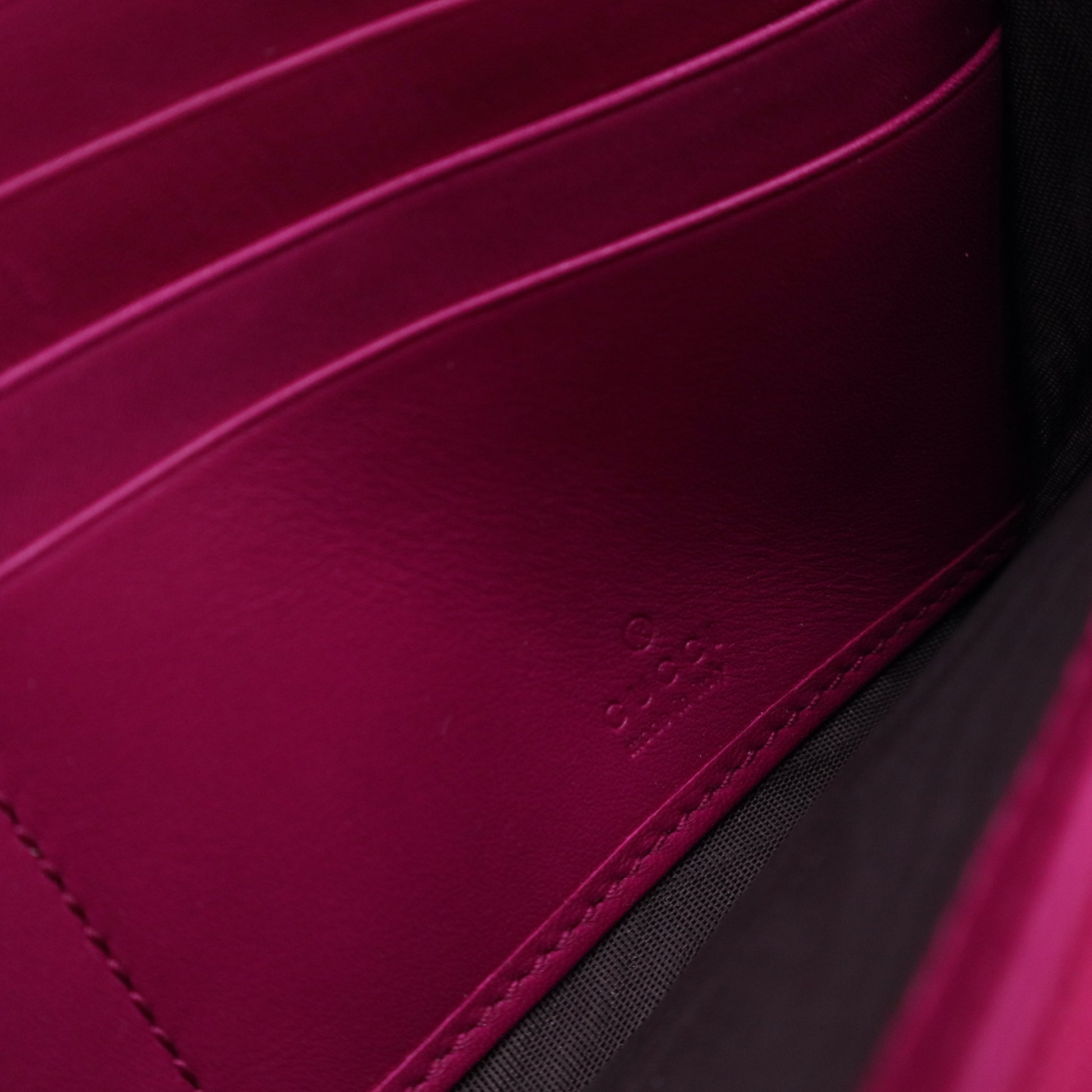 Fuchsia Microguccissima Leather Wallet-Chain Clutch Bag