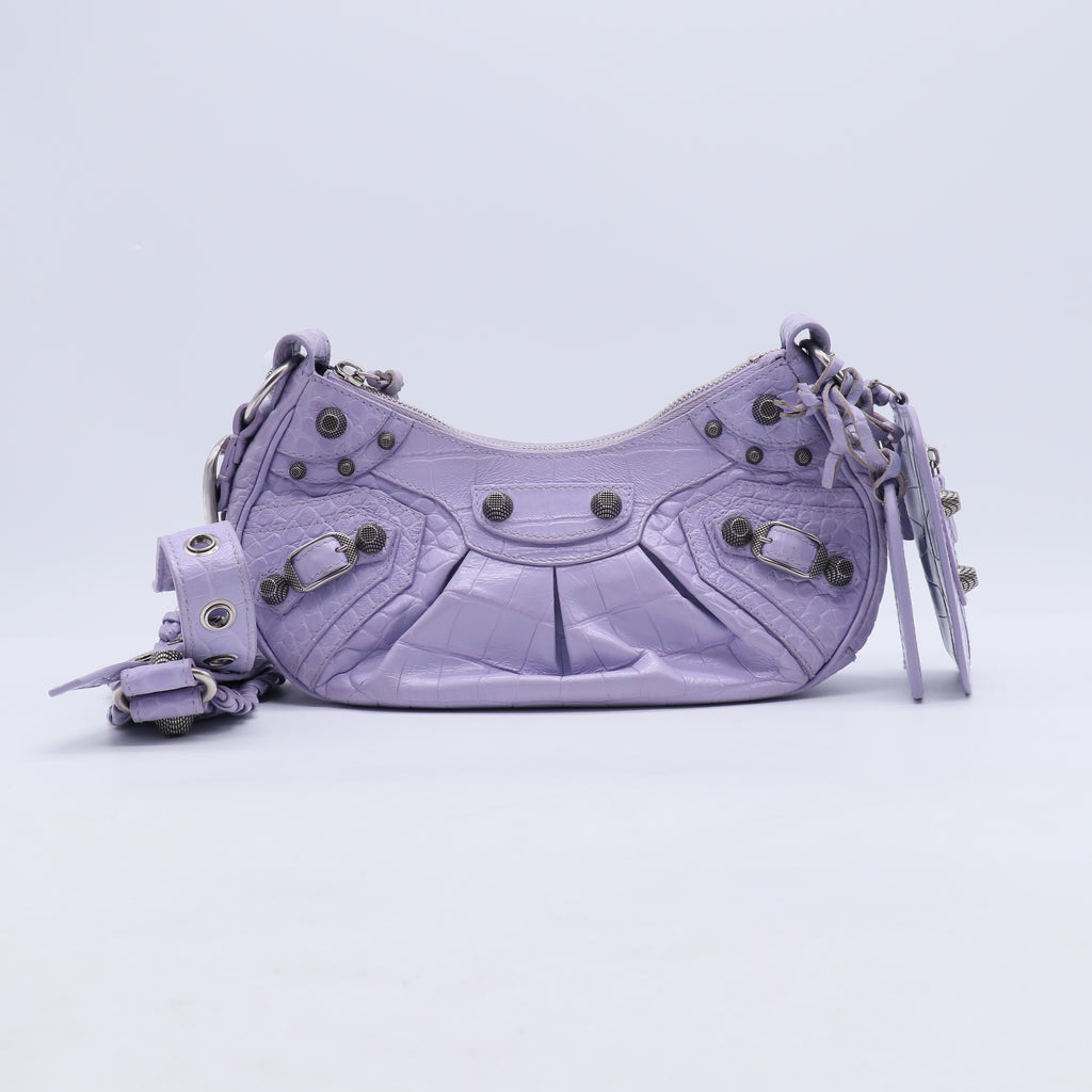 Balenciaga Crocodile Embossed Calfskin Le Cagole Shoulder Bag B21623