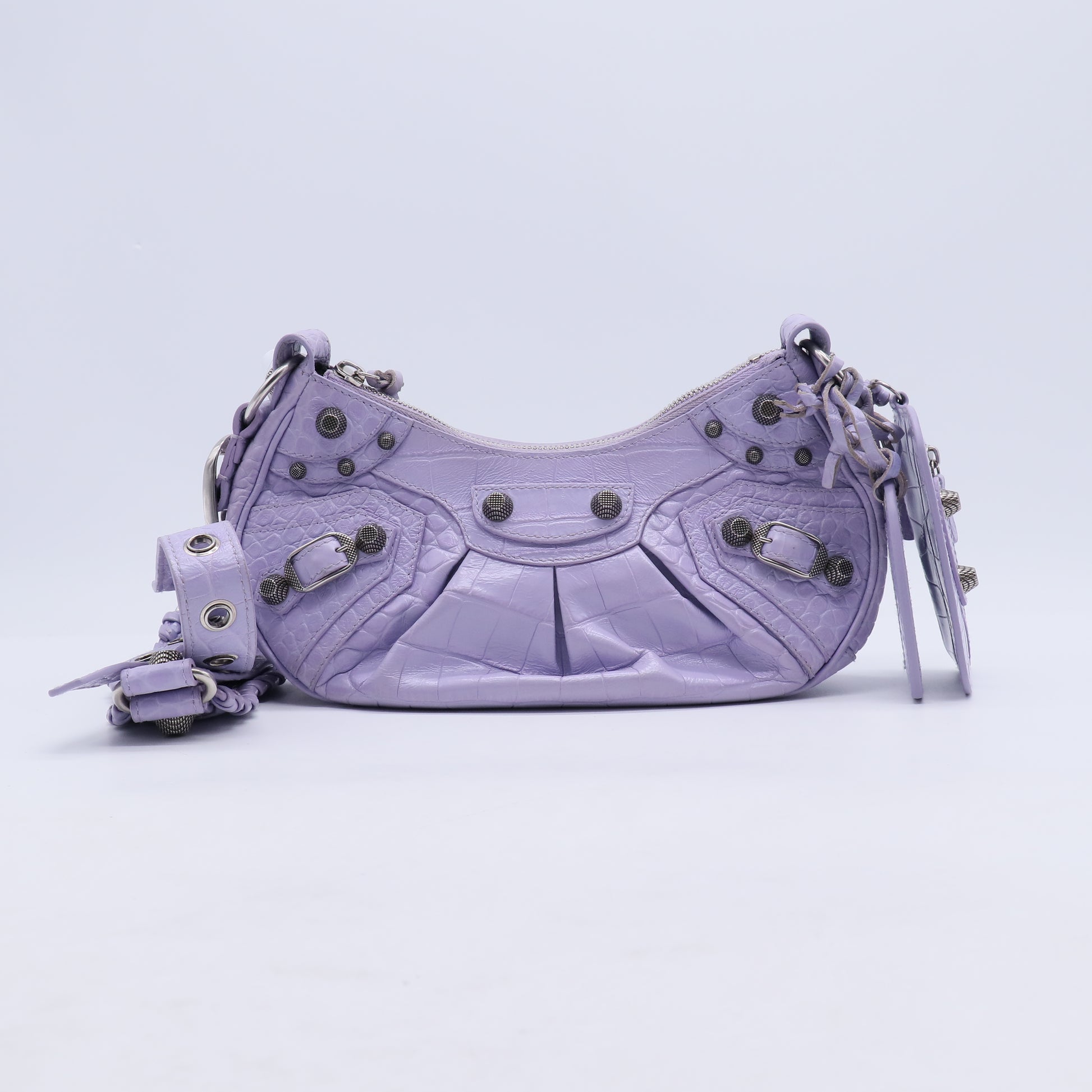 Balenciaga Crocodile Embossed Calfskin Le Cagole Shoulder Bag B21623
