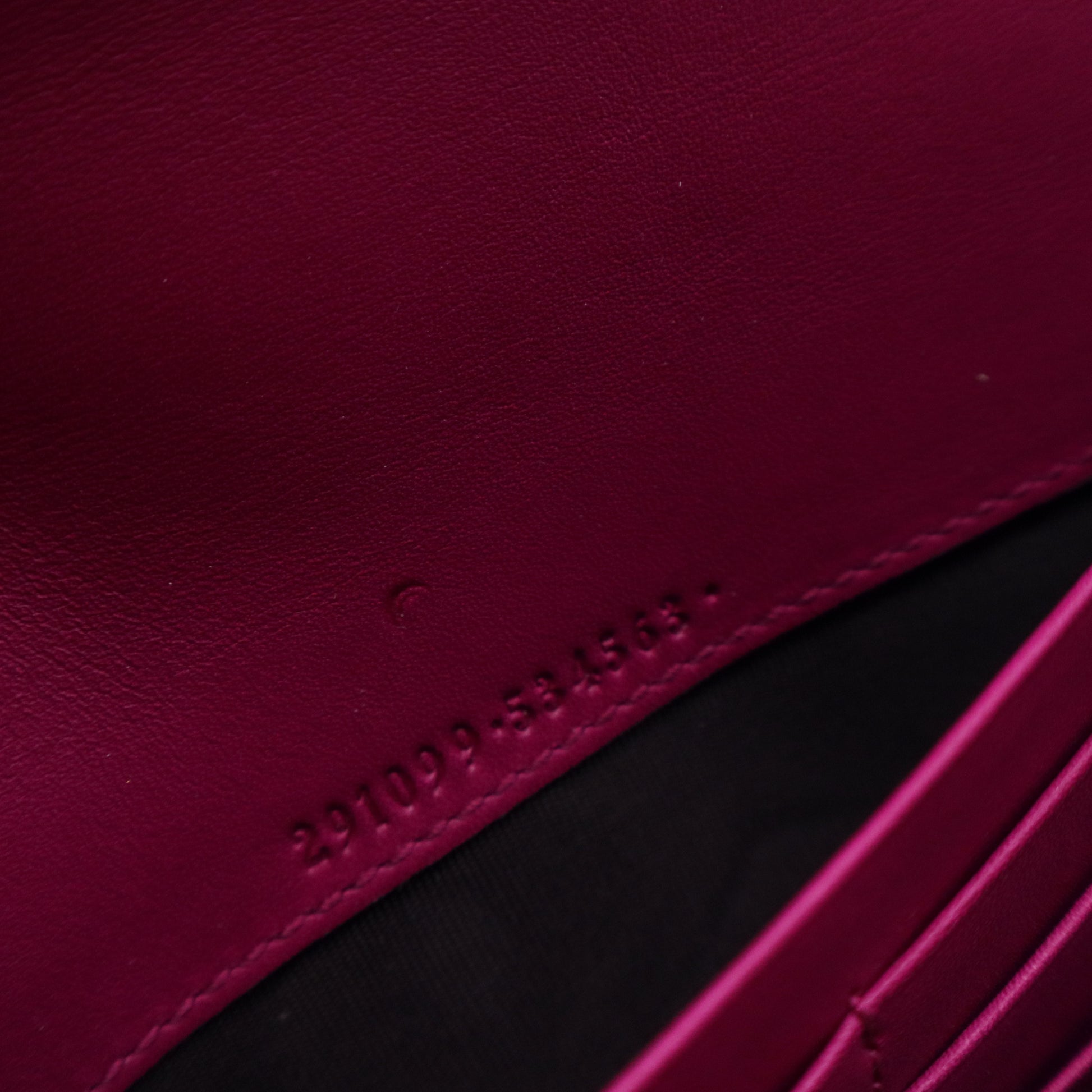 Fuchsia Microguccissima Leather Wallet-Chain Clutch Bag