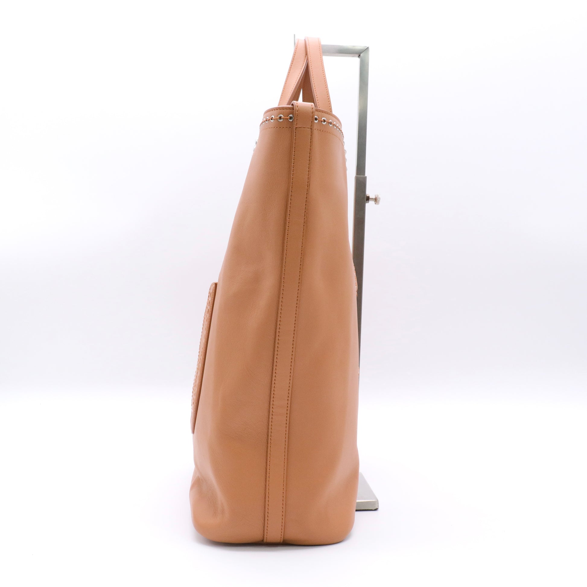 Calfskin Large Coco Eyelets Shopping Tote Camel