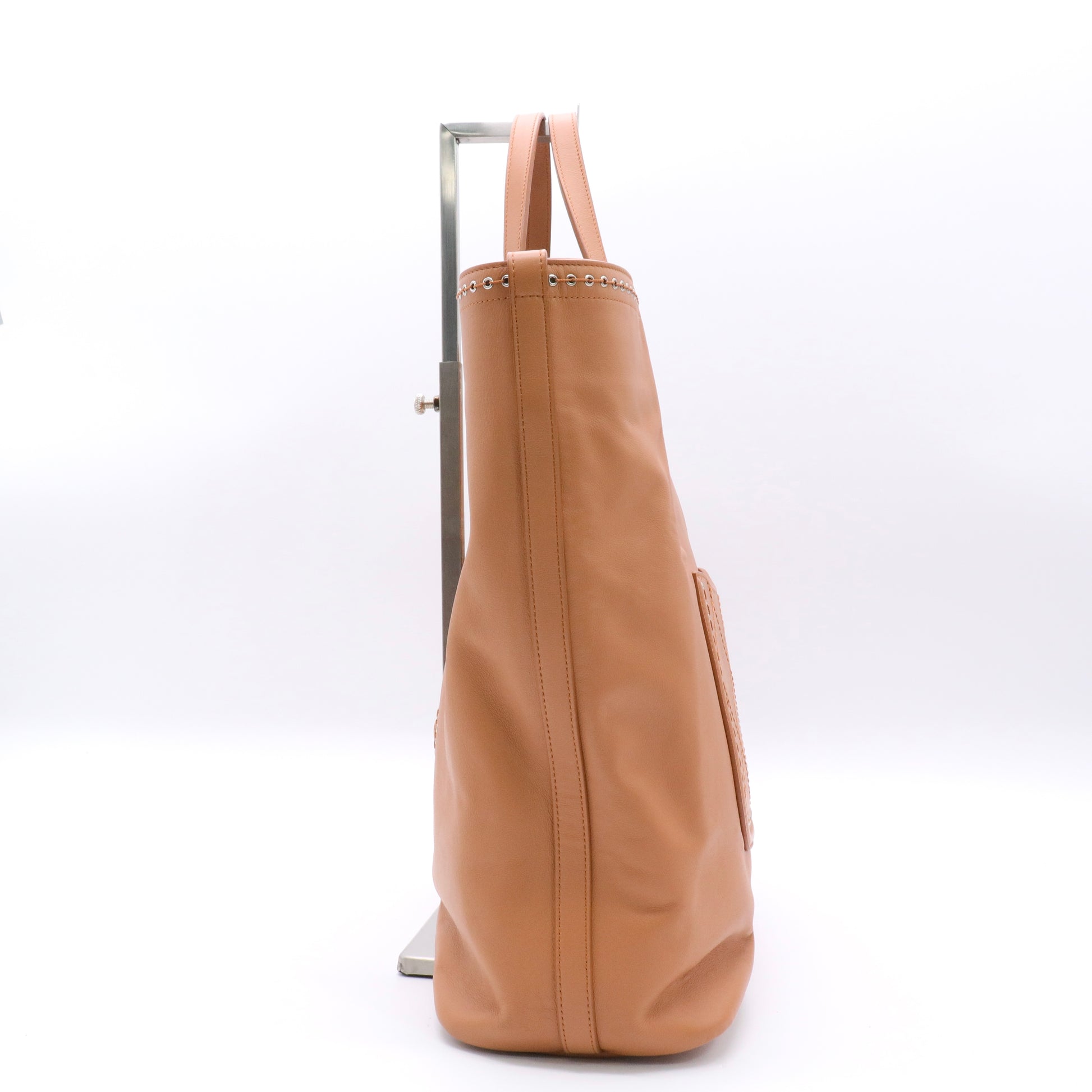 Calfskin Large Coco Eyelets Shopping Tote Camel