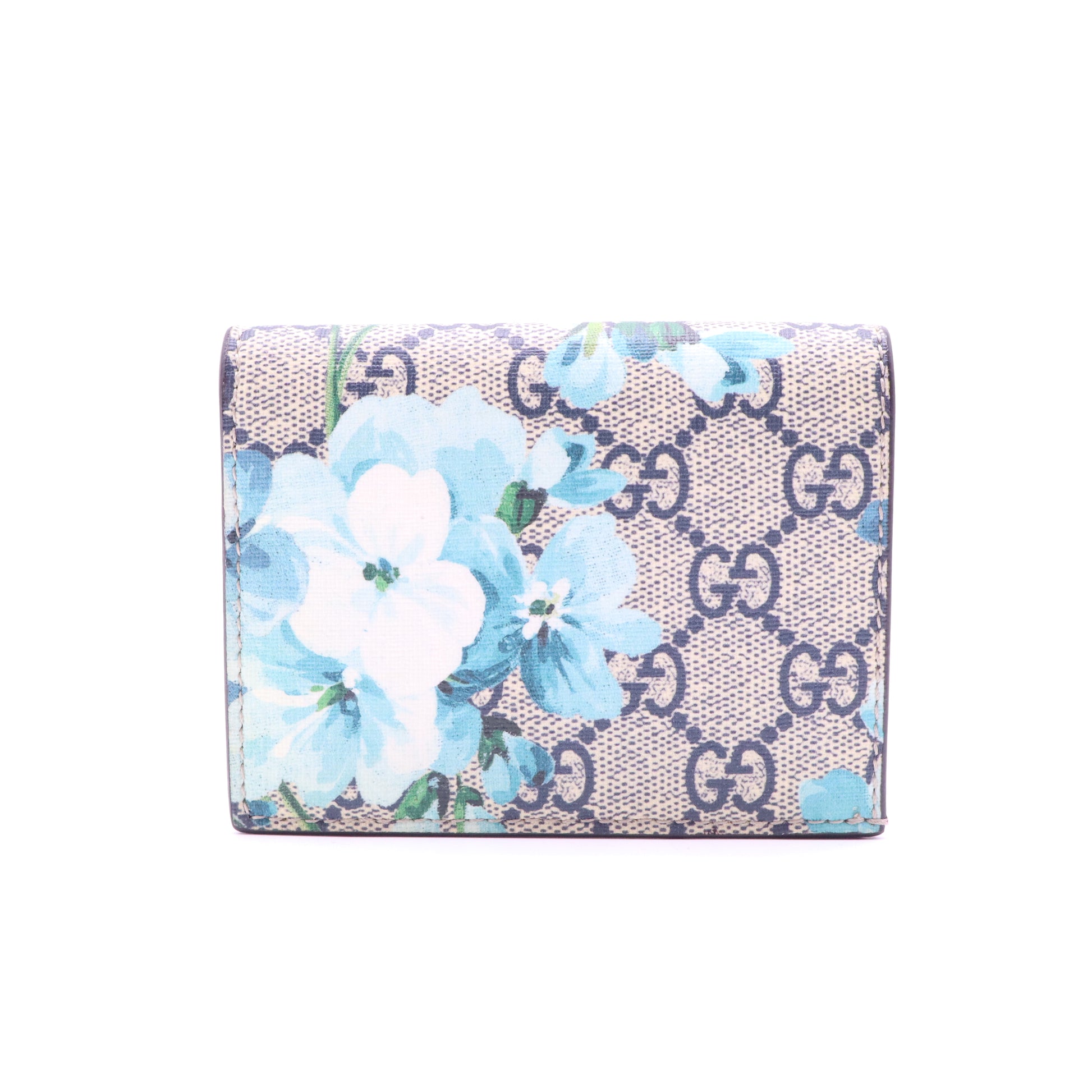 Gucci Blooms GG Supreme Canvas Card Case Wallet Blue W21315
