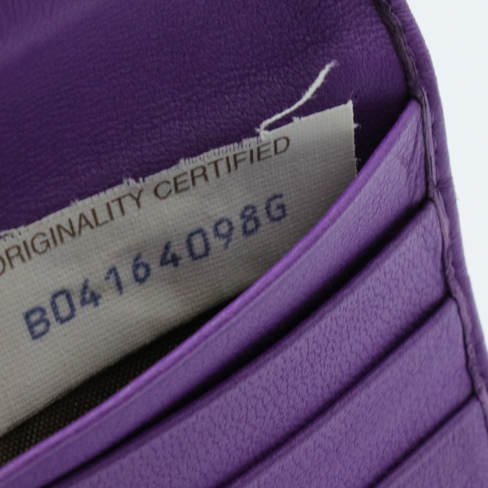 Purple Intrecciato Leather French Compact Wallet
