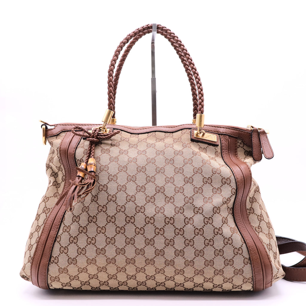 Brown GG Canvas and Leather Bella Tote