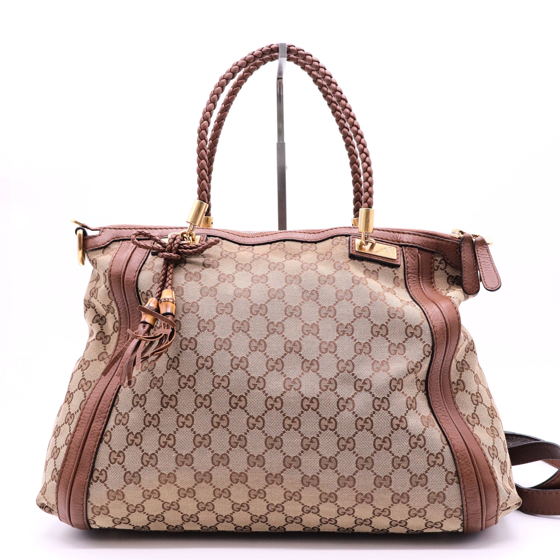 Brown GG Canvas and Leather Bella Tote