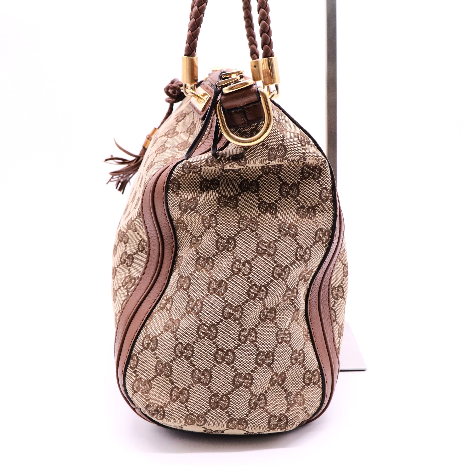 Brown GG Canvas and Leather Bella Tote