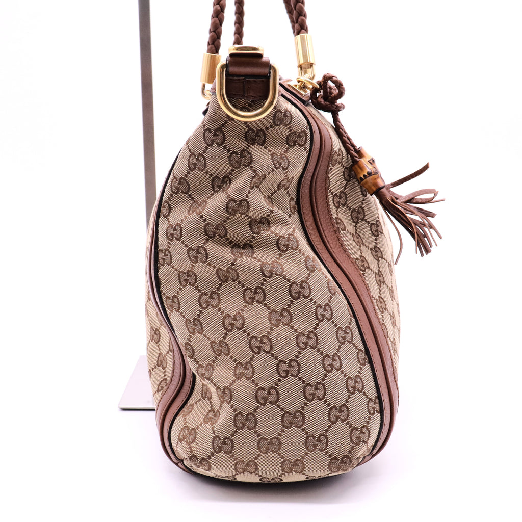 Brown GG Canvas and Leather Bella Tote