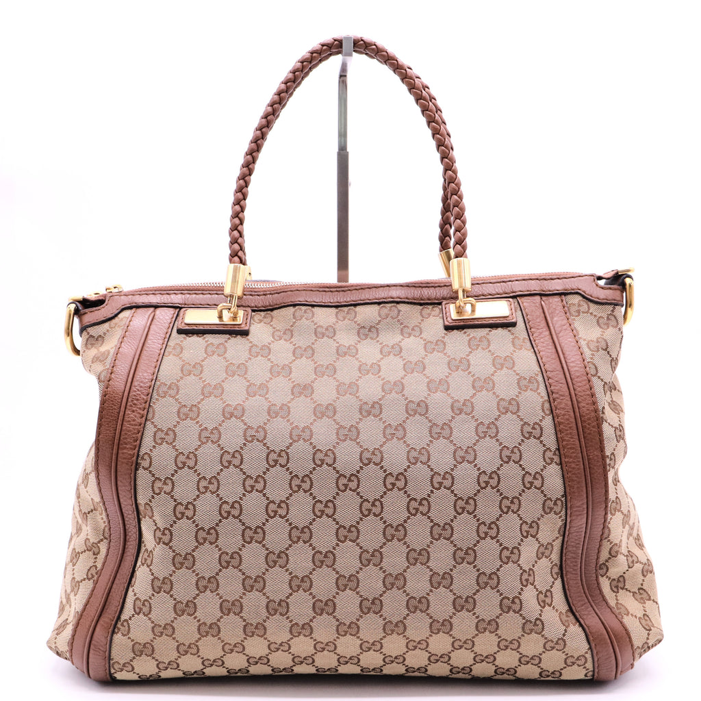 Brown GG Canvas and Leather Bella Tote