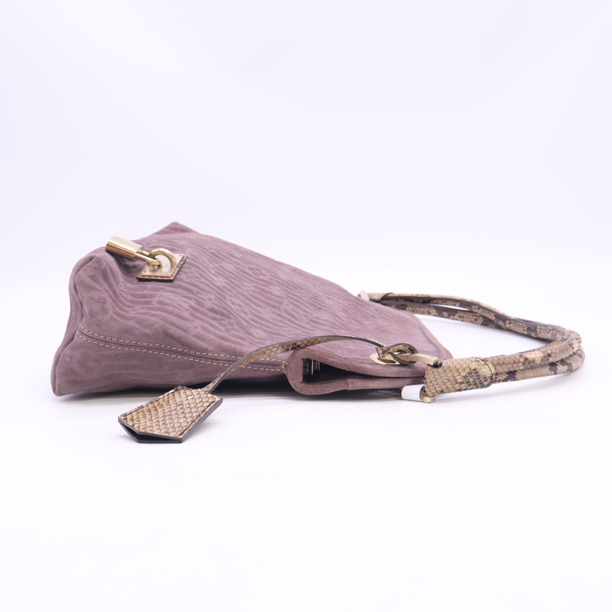 Limited Edition Amethyst Monogram Embossed Suede Wish Bag B24922