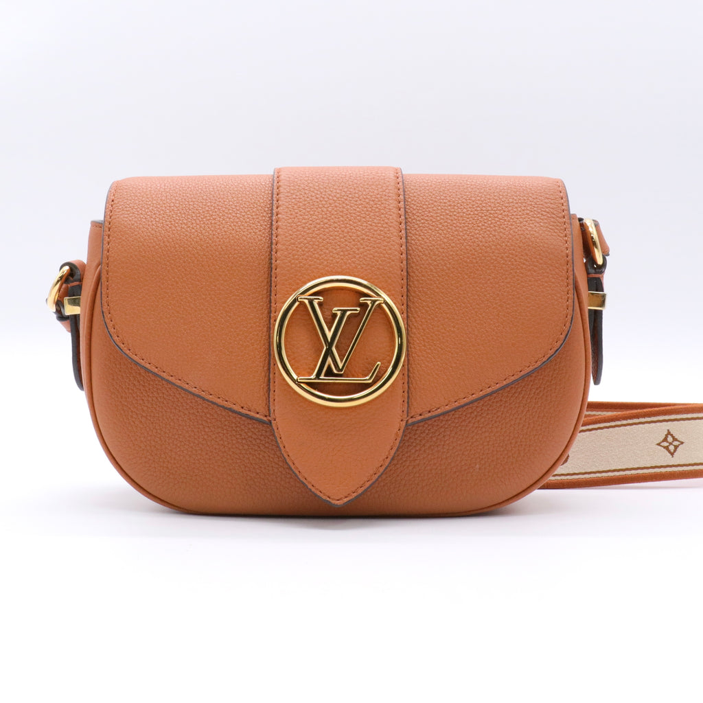 Grained Calfskin LV Pont 9 Soft MM Golden Siena twins