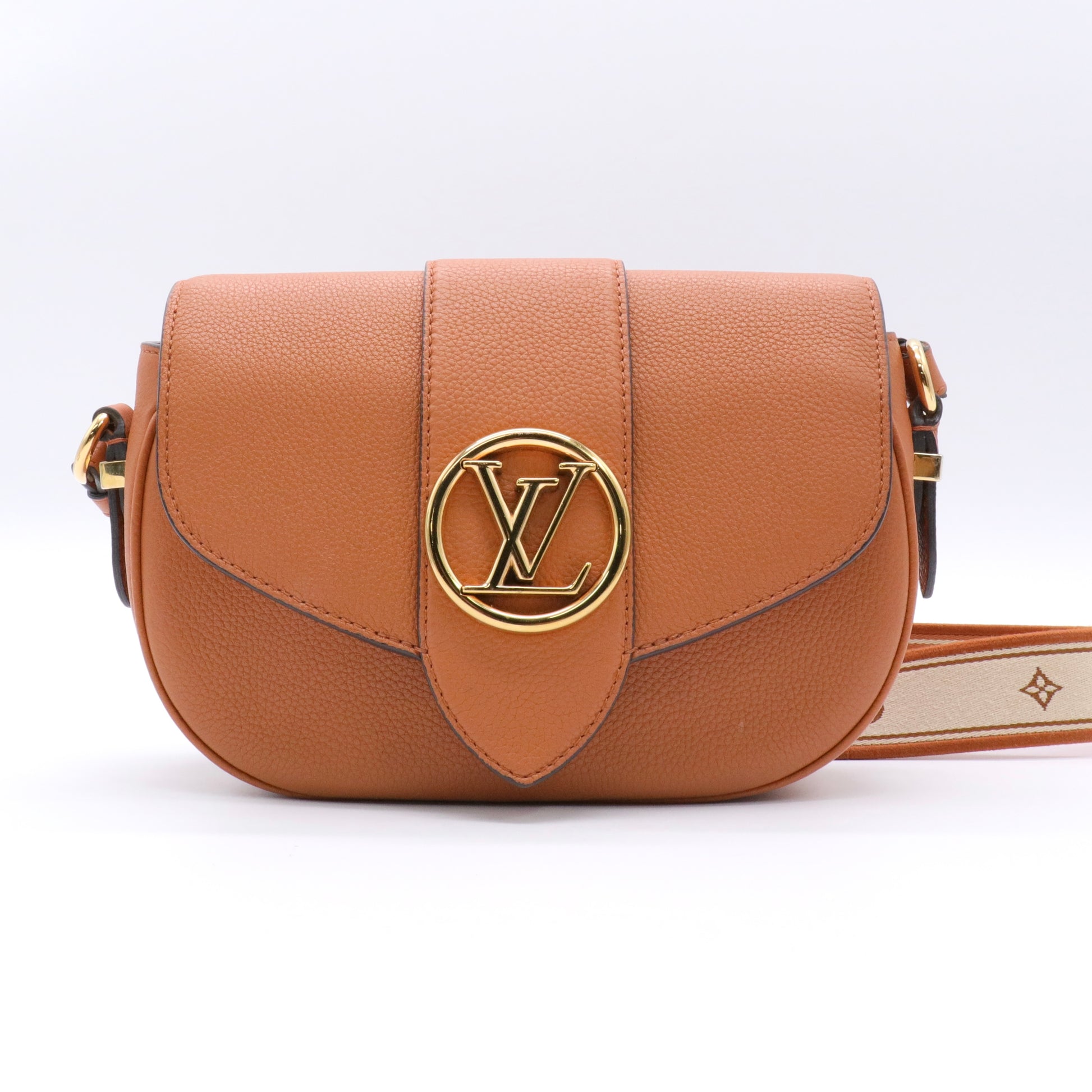 Grained Calfskin LV Pont 9 Soft MM Golden Siena twins