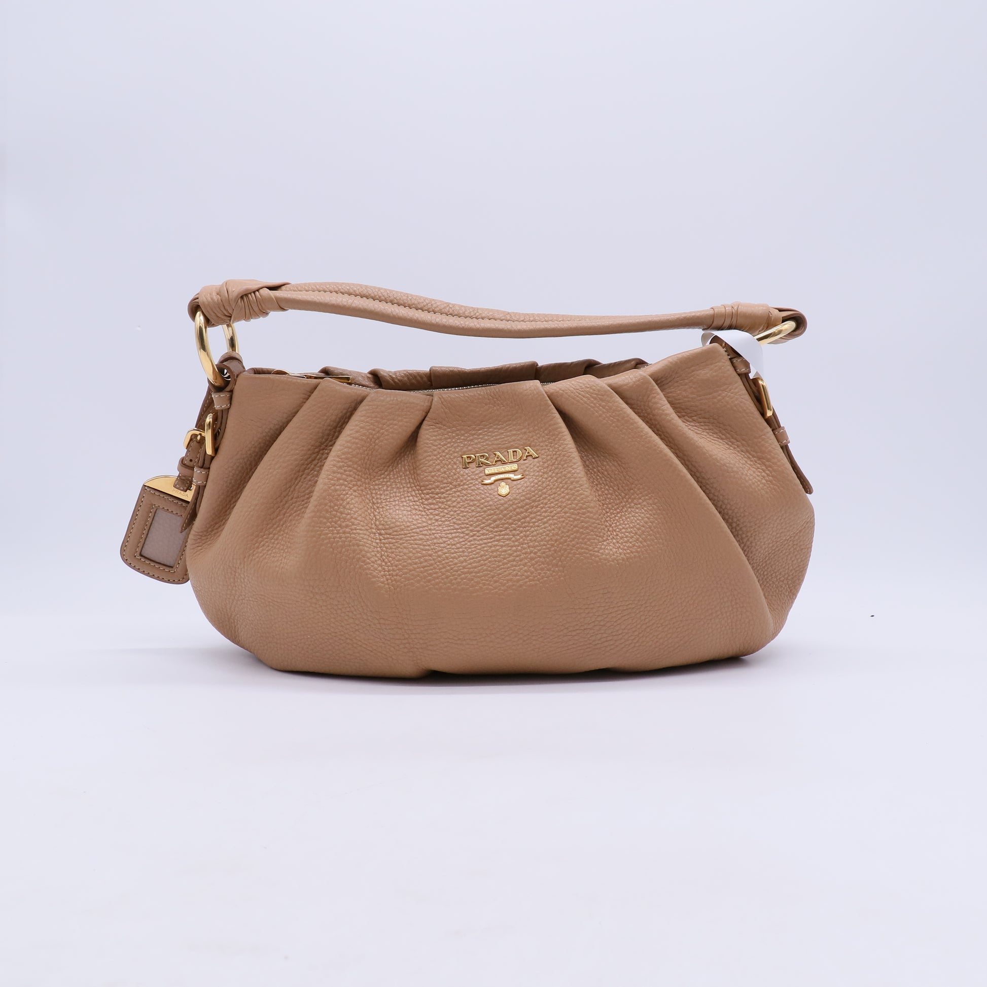 Prada Vitello Daino Ruched Shoulder Bag B21742
