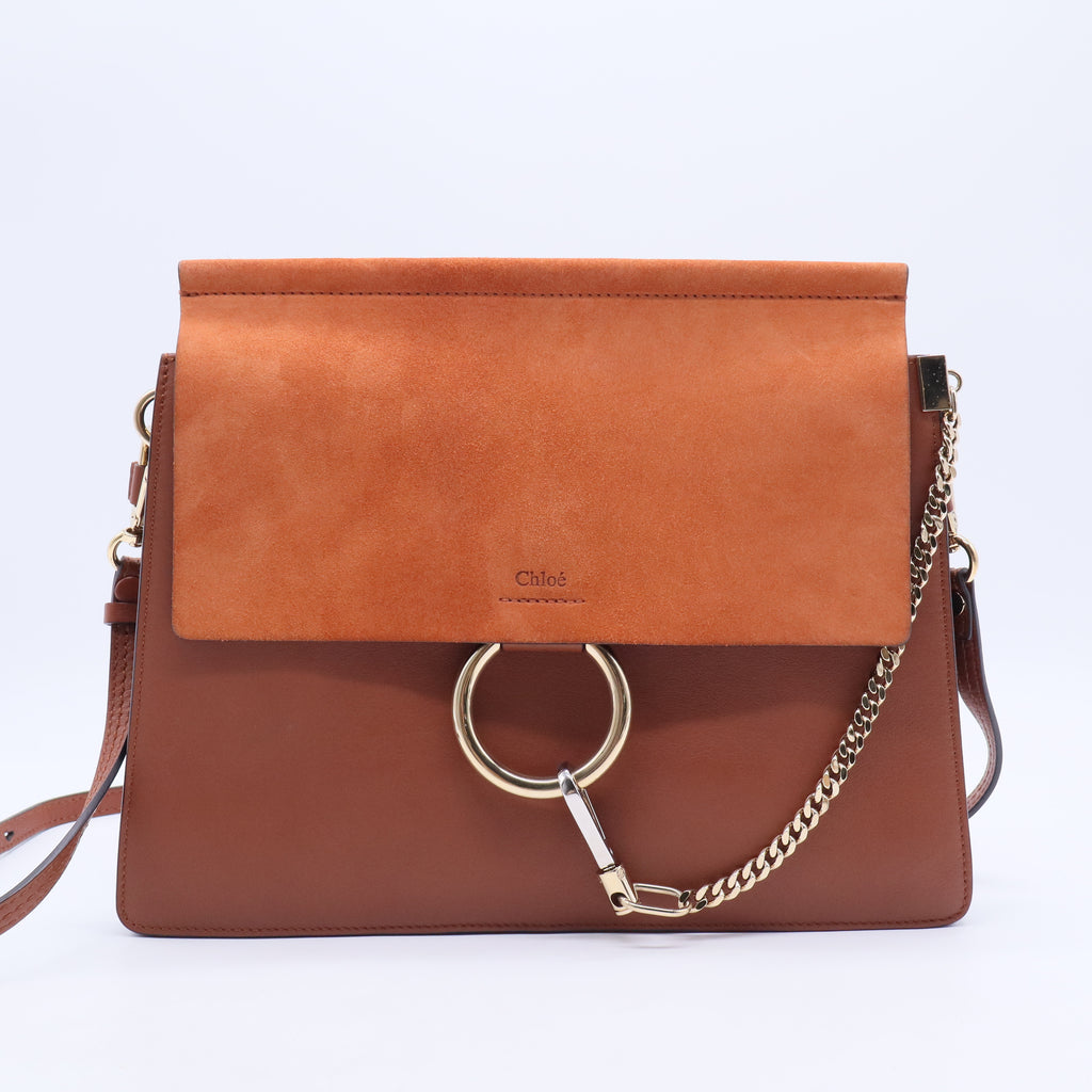 Faye medium shoulder bag in brown leather B20161