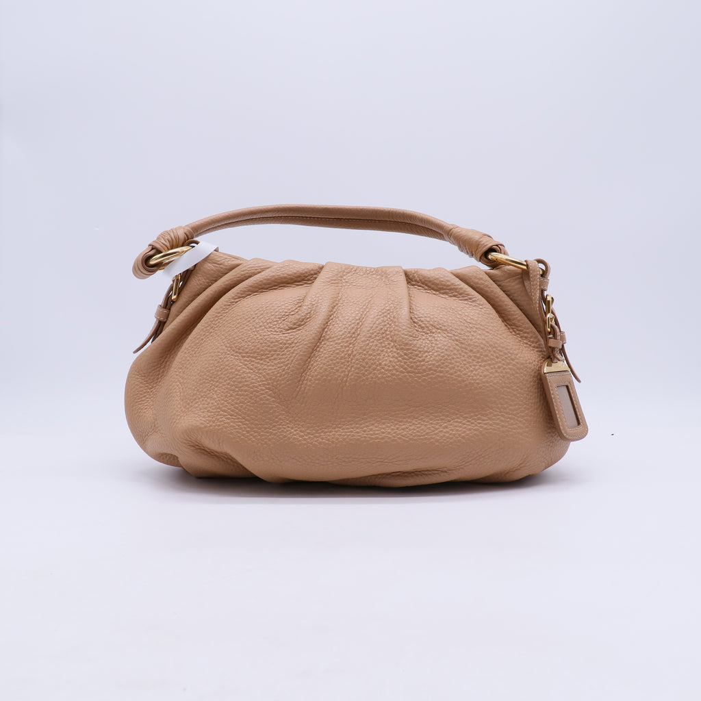 Prada Vitello Daino Ruched Shoulder Bag B21742
