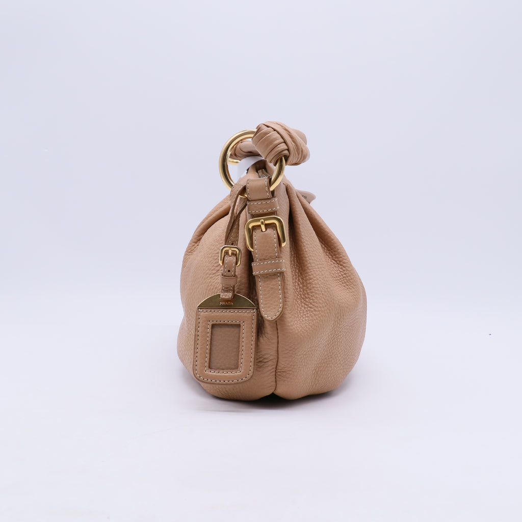 Prada Vitello Daino Ruched Shoulder Bag B21742