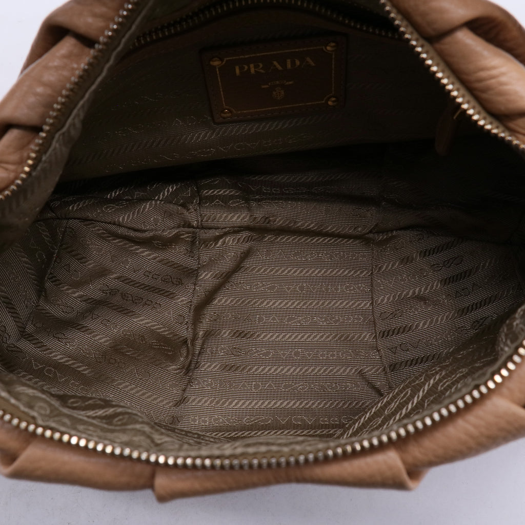 Prada Vitello Daino Ruched Shoulder Bag B21742