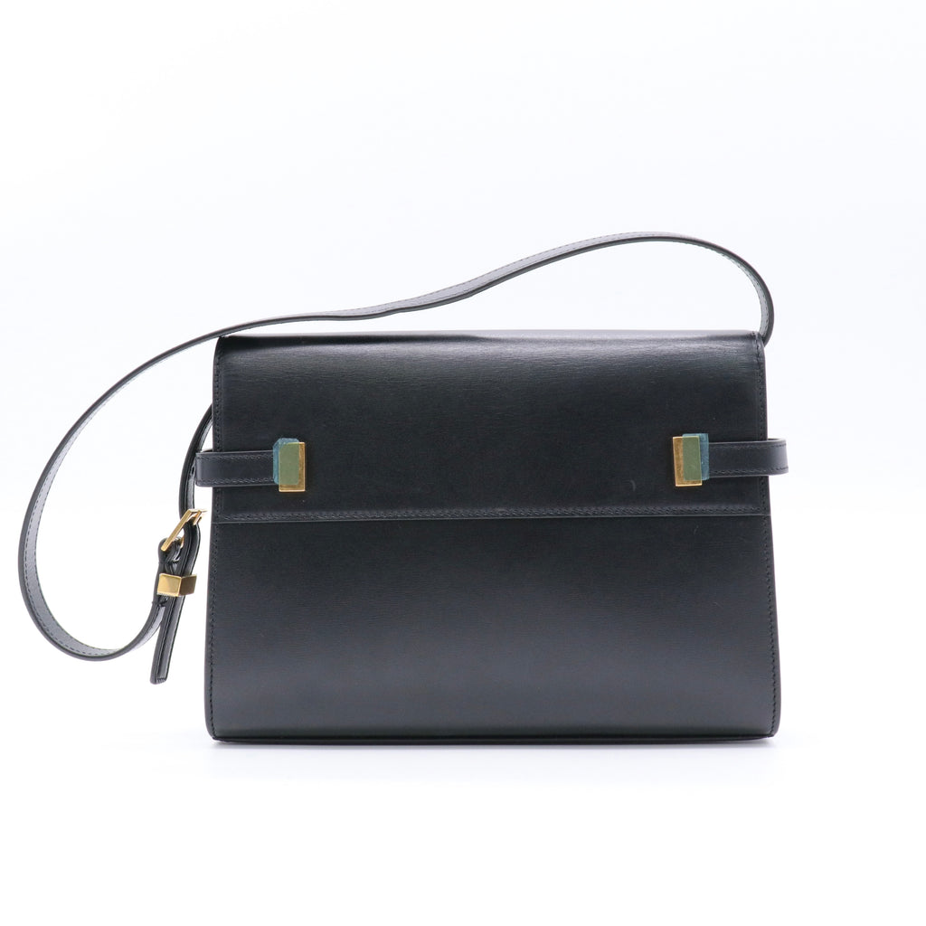 Smooth Calfskin Small Manhattan Shoulder Bag Black twins